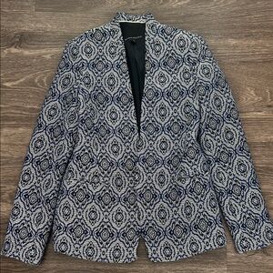Banana Republic Navy and White Patterned Blazer